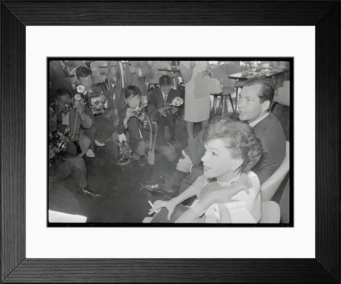 Framed Print : Judy Garland and Mark Herron with Press Framed Print : Judy Garland and Mark Herron with Press