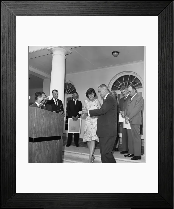 Framed Print : Lyndon Johnson Introducing Eunice Shriver Framed Print : Lyndon Johnson Introducing Eunice Shriver