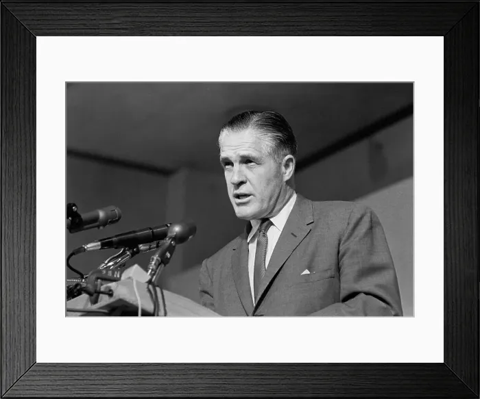 Framed Print : Gov. George Romney Speaking into Microphone Framed Print : Gov. George Romney Speaking into Microphone
