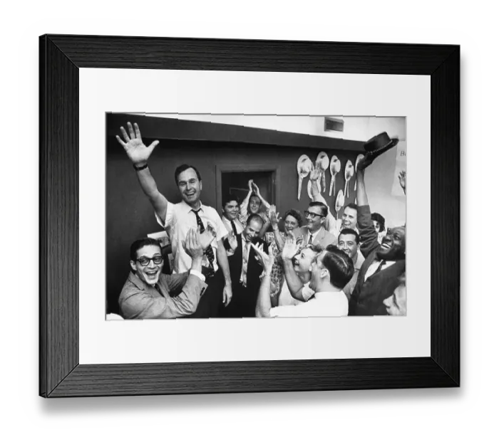 Framed Print : Candidate George Bush Celebrating Texas Election Framed Print : Candidate George Bush Celebrating Texas Election