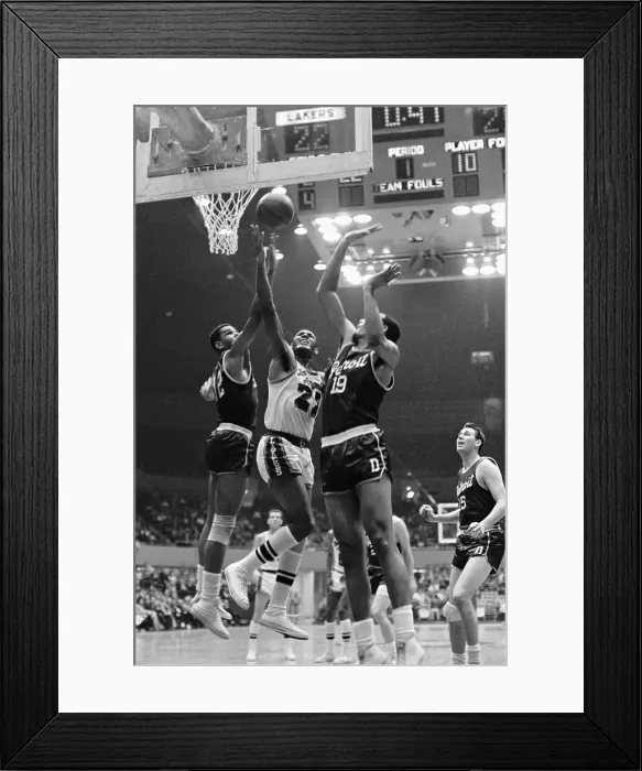 Framed Print : Elgin Baylor Grabs Rebound From Detroit Pistons Framed Print : Elgin Baylor Grabs Rebound From Detroit Pistons