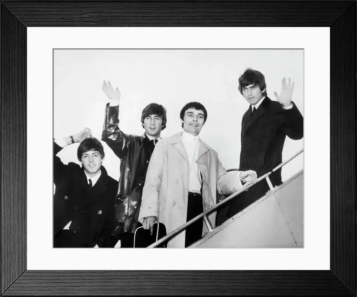 Framed Print : The Beatles on Plane Ladder with Jimmy Nicol Framed Print : The Beatles on Plane Ladder with Jimmy Nicol