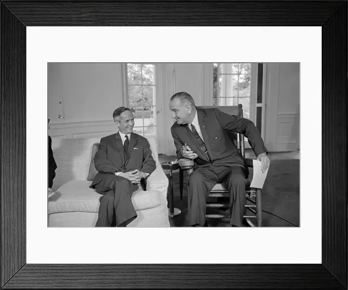 Framed Print : Portrait of Lyndon B. Johnson with Phan Huy Quat Framed Print : Portrait of Lyndon B. Johnson with Phan Huy Quat