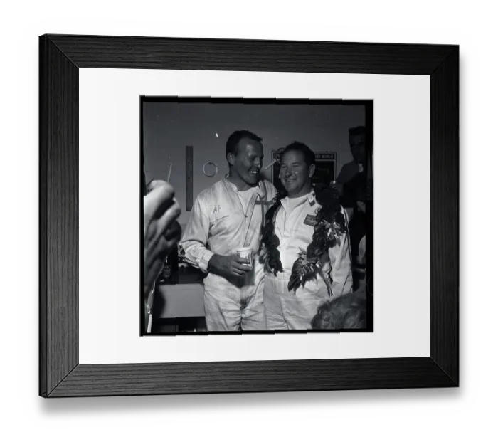 Framed Print : A.J. Foyt Congratulating Roger Ward Framed Print : A.J. Foyt Congratulating Roger Ward