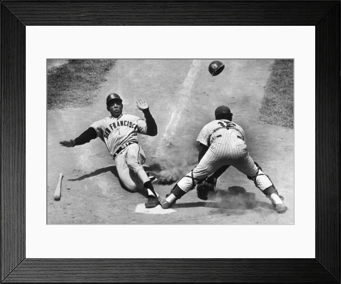 Framed Print : Willie Mays Sliding into Home Plate Framed Print : Willie Mays Sliding into Home Plate