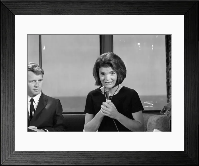 Framed Print : Jacqueline Kennedy Speaking into Microphone Framed Print : Jacqueline Kennedy Speaking into Microphone