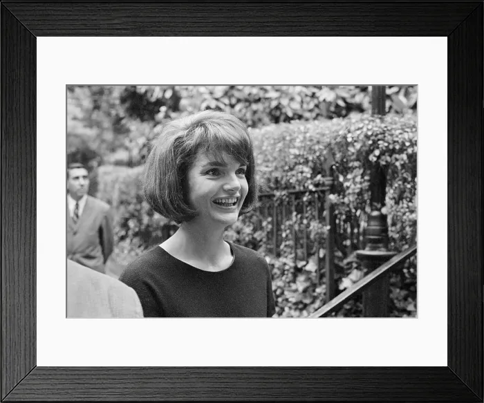 Framed Print : Portrait of Jackie Kennedy Smiling Framed Print : Portrait of Jackie Kennedy Smiling