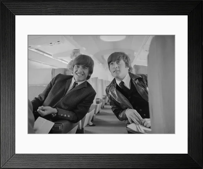 Framed Print : George Harrison and John Lennon Smiling