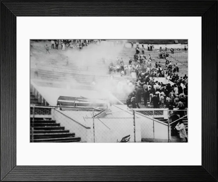 Framed Print : Rioting Soccer Fans Getting Tear Gassed Framed Print : Rioting Soccer Fans Getting Tear Gassed