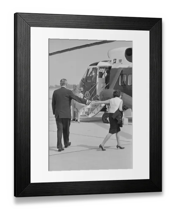 Framed Print : Lyndon and Claudia Johnson Boarding Helicopter Framed Print : Lyndon and Claudia Johnson Boarding Helicopter