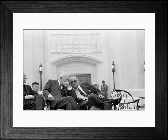 Framed Print : Eisenhower Whispering to President Johnson Framed Print : Eisenhower Whispering to President Johnson