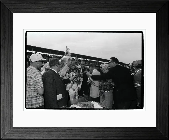 Framed Print : A.J. Foyt Waving to Fans After Winning Race Framed Print : A.J. Foyt Waving to Fans After Winning Race