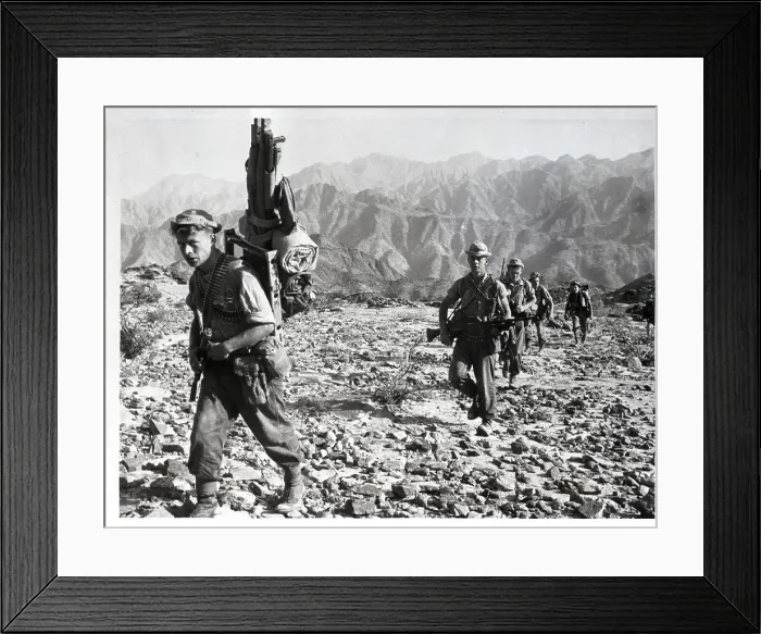 Framed Print : British Paratroopers Traverse Rocky Terrain in Aden Framed Print : British Paratroopers Traverse Rocky Terrain in Aden