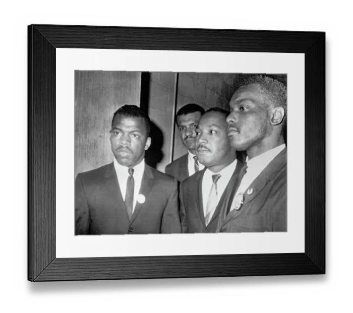 Framed Print : Martin Luther King Jr, with John Lewis & Lester McKinnie, at Fisk University Framed Print : Martin Luther King Jr, with John Lewis & Lester McKinnie, at Fisk University