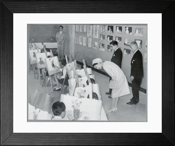 Framed Print : Princess Michiko Visiting Art Class Framed Print : Princess Michiko Visiting Art Class