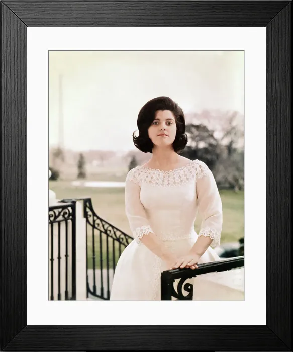 Framed Print : Luci Baines Johnson Wearing a White Dress Framed Print : Luci Baines Johnson Wearing a White Dress