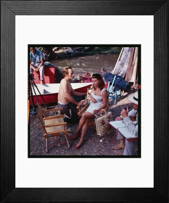 Framed Print : Charlton Heston Kneeling Next to Senta Berger Framed Print : Charlton Heston Kneeling Next to Senta Berger