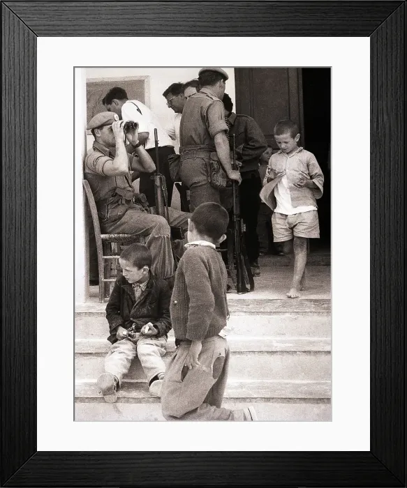 Framed Print : Troops Evacuate School Children Framed Print : Troops Evacuate School Children