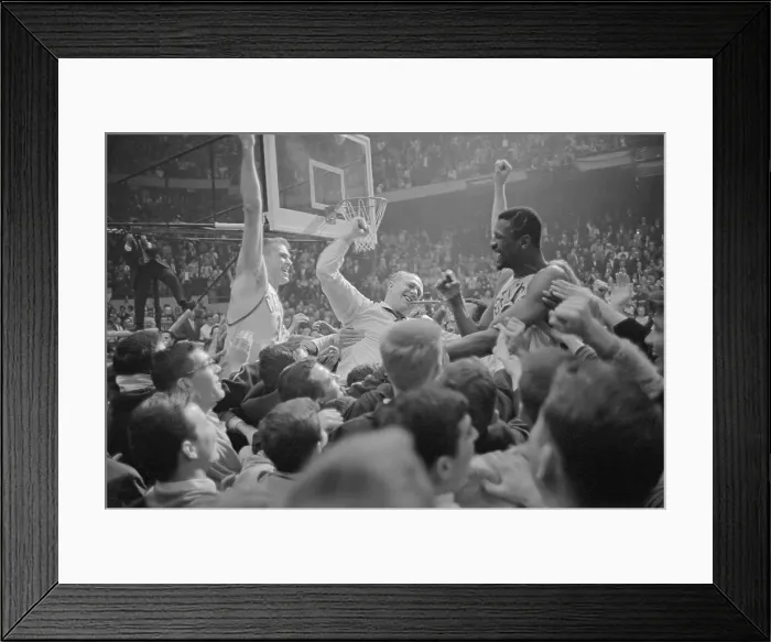 Framed Print : Celtics Coach and Players Being Carried by Jubilant Fans