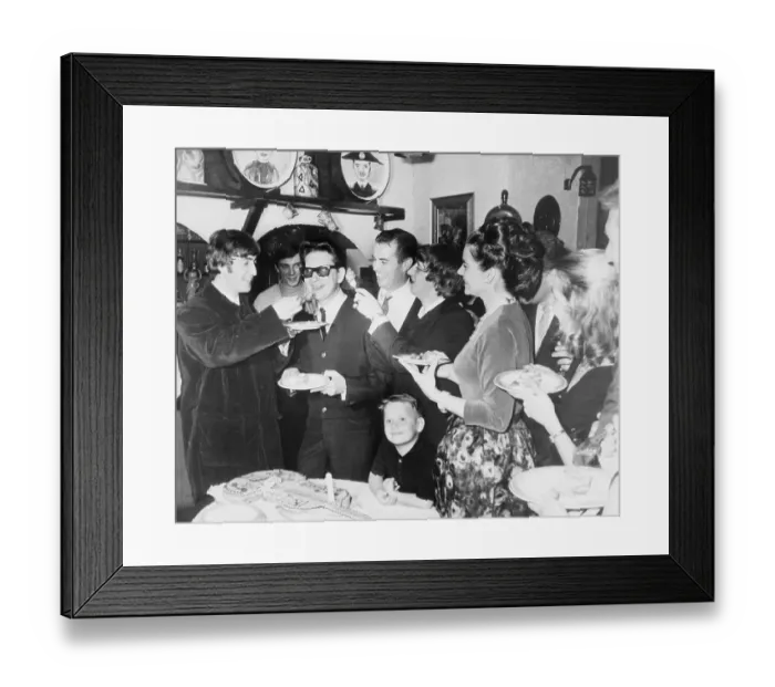 Framed Print : John Lennon Feeds Roy Orbison Cake Framed Print : John Lennon Feeds Roy Orbison Cake