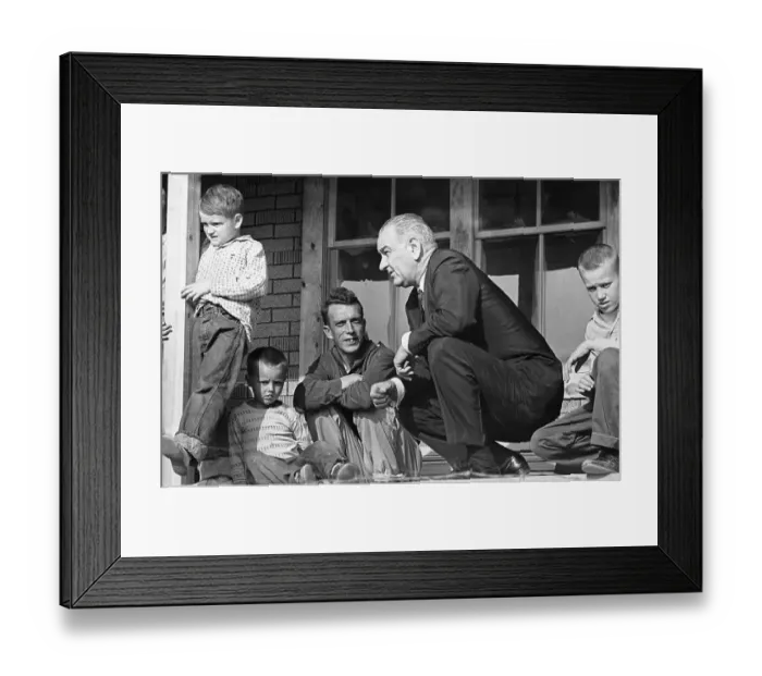 Framed Print : Lyndon Johnson Talks To Man W / His Boys Framed Print : Lyndon Johnson Talks To Man W / His Boys