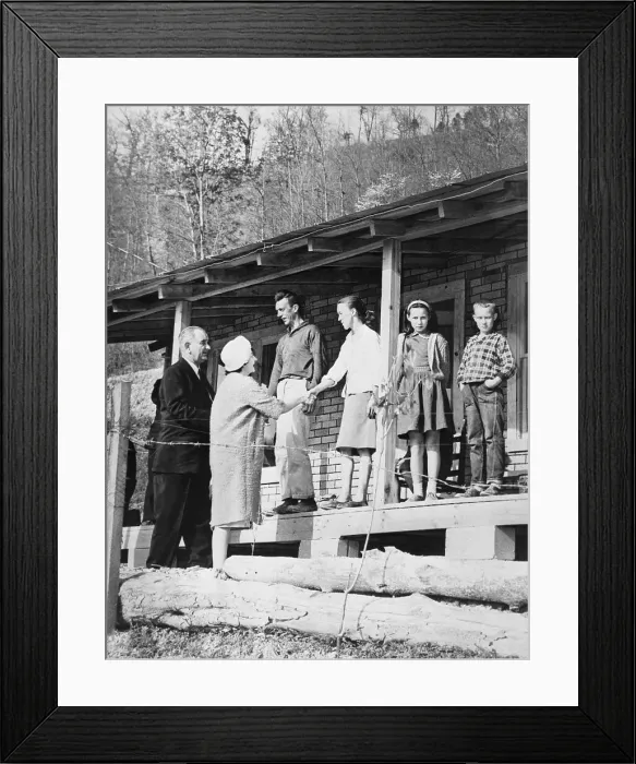 Framed Print : Johnson Meets Poor Family Framed Print : Johnson Meets Poor Family