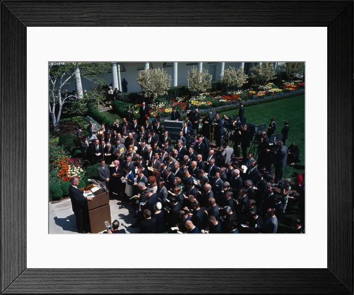 Framed Print : President Johnson Holding Press Conference Framed Print : President Johnson Holding Press Conference