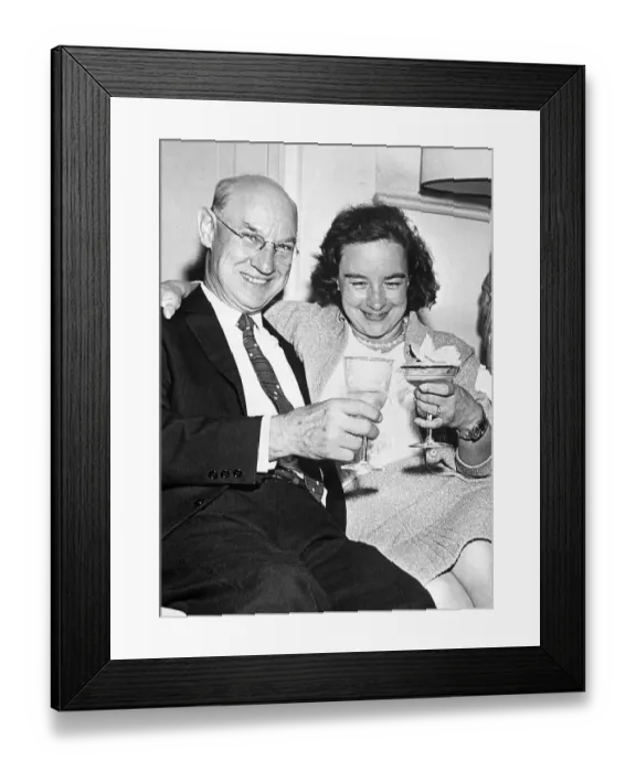 Framed Print : Jerrie Mock Toasting with Her Father Framed Print : Jerrie Mock Toasting with Her Father