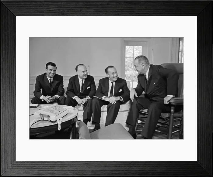 Framed Print : Lyndon Johnson with Group on Telephone Framed Print : Lyndon Johnson with Group on Telephone