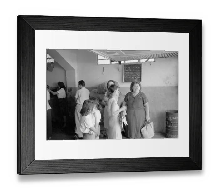 Framed Print : Women Wait In Line For Food Framed Print : Women Wait In Line For Food