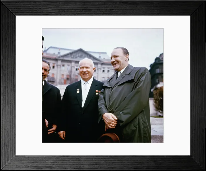 Framed Print : Nikita Khrushchev and Janos Kadar Outside