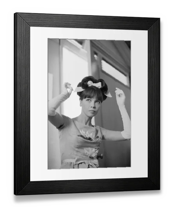 Framed Print : Actress Leslie Caron Fixing Her Hair Framed Print : Actress Leslie Caron Fixing Her Hair