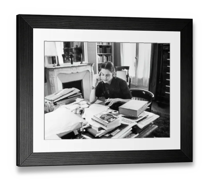 Framed Print : Mary McCarthy at Her Desk in Paris