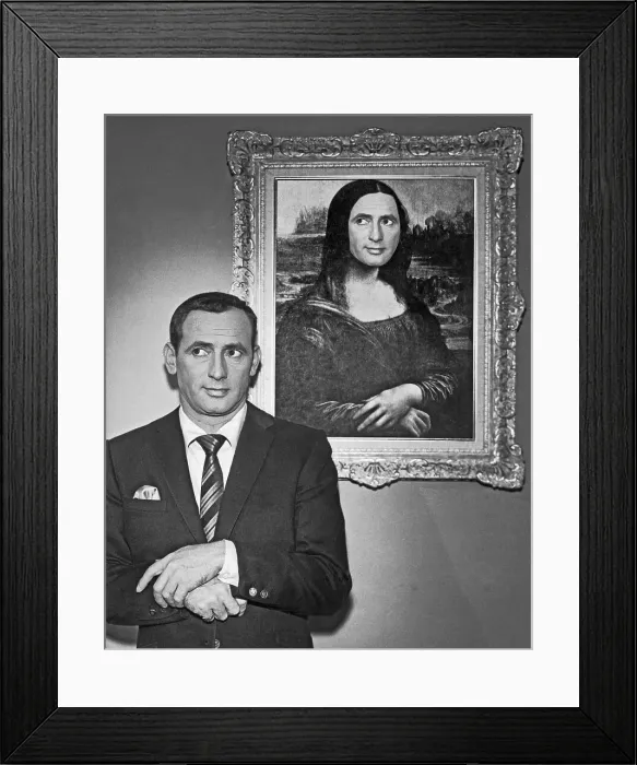Framed Print : Mona Lisa Given Joey Bishop's Face Framed Print : Mona Lisa Given Joey Bishop's Face