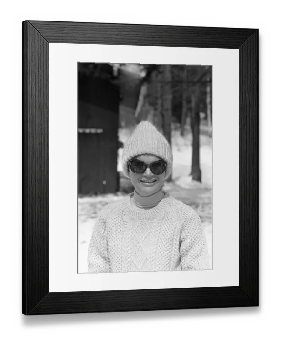 Framed Print : Portrait of Jackie Kennedy Ready for Skiing