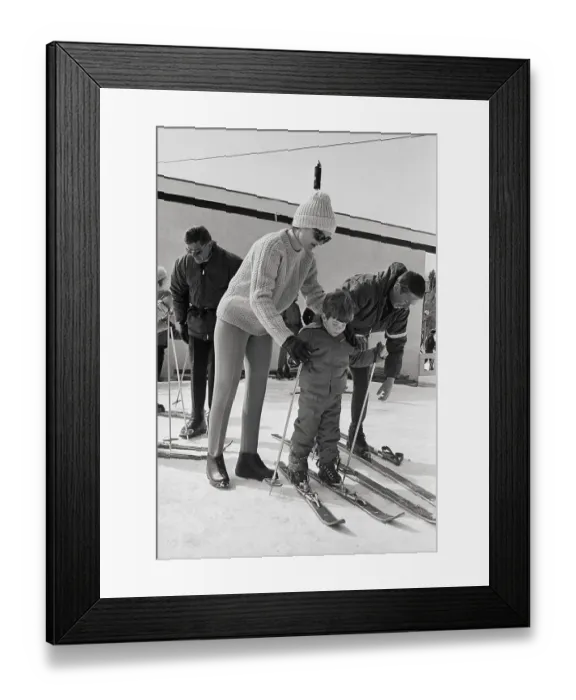 Framed Print : Jackie Kennedy Helping Son John Jr Ski Framed Print : Jackie Kennedy Helping Son John Jr Ski