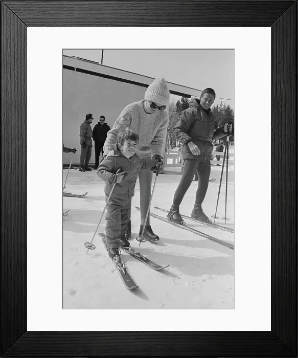 Framed Print : Jackie Kennedy Helping Son John Jr Ski Framed Print : Jackie Kennedy Helping Son John Jr Ski