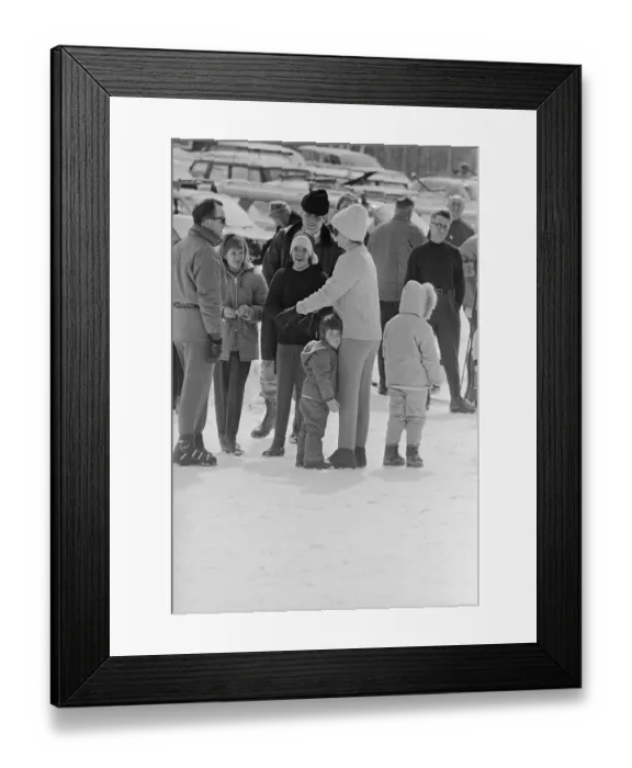 Framed Print : Young John F. Kennedy Jr. Holding Legs of His Mother on Ski Slope Framed Print : Young John F. Kennedy Jr. Holding Legs of His Mother on Ski Slope