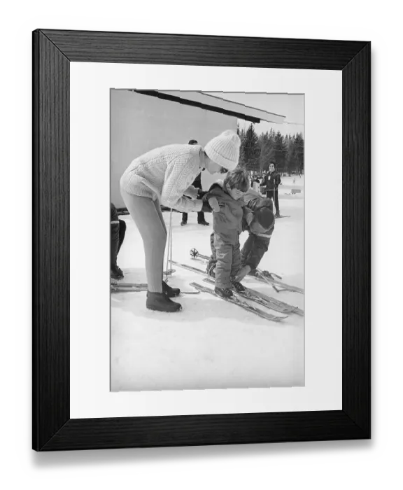 Framed Print : Mrs. Jacqueline and John Jr. Skiing