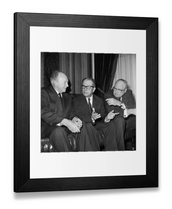 Framed Print : 3 Elderly Senators Seated-Talking Framed Print : 3 Elderly Senators Seated-Talking