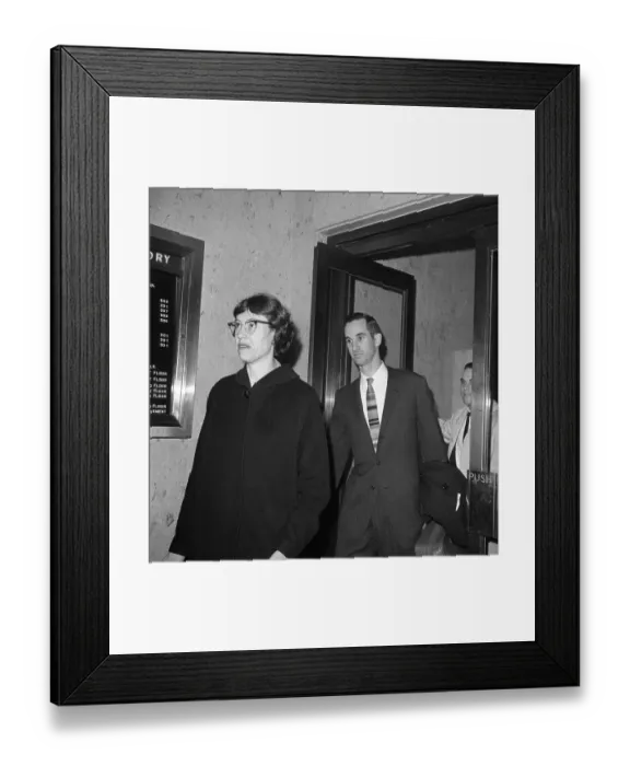Framed Print : Mr. and Mrs. Michael Pine arrive to testify Framed Print : Mr. and Mrs. Michael Pine arrive to testify