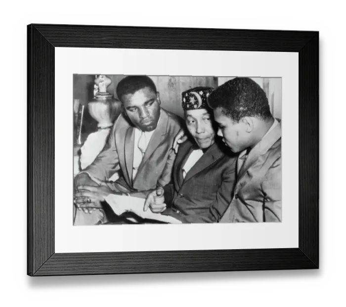 Framed Print : Boxer Cassius Clay Speaking to Elijah Muhammad Poole Framed Print : Boxer Cassius Clay Speaking to Elijah Muhammad Poole
