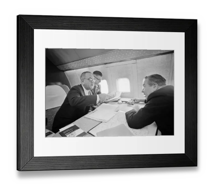 Framed Print : Lyndon B. Johnson During Flight with Officials Framed Print : Lyndon B. Johnson During Flight with Officials