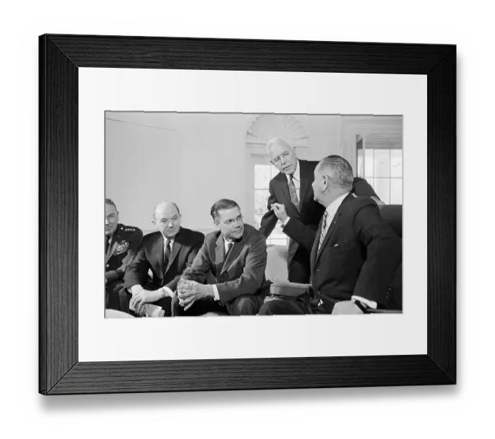 Framed Print : President Johnson With Vietnam War Advisors Framed Print : President Johnson With Vietnam War Advisors