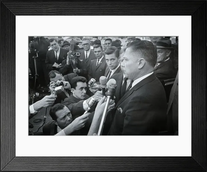 Framed Print : Jimmy Hoffa Speaking to Newsmen Framed Print : Jimmy Hoffa Speaking to Newsmen
