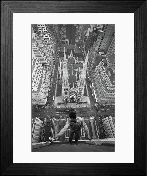 Framed Print : Window Washer Above St. Patrick's Parade Framed Print : Window Washer Above St. Patrick's Parade