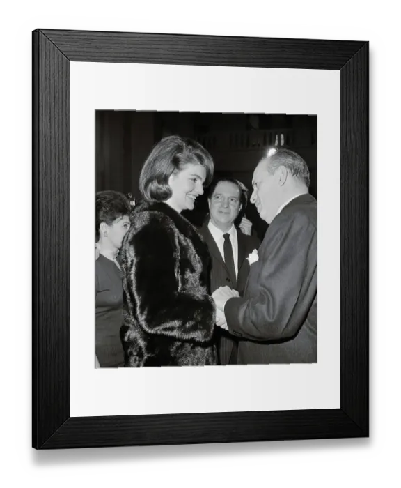 Framed Print : Jackie Kennedy Shaking Hands with Guillermo Sevilla Sacasa