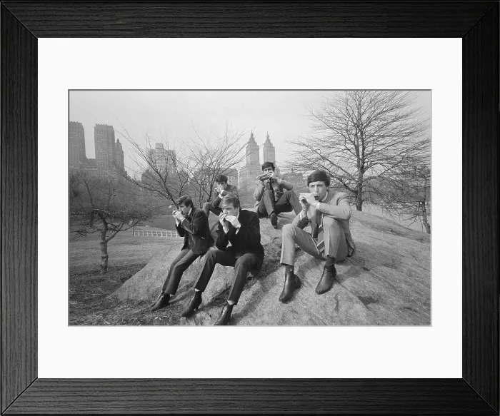 Framed Print : Dave Clark Five Playing Harmonicas or Mouth Organs