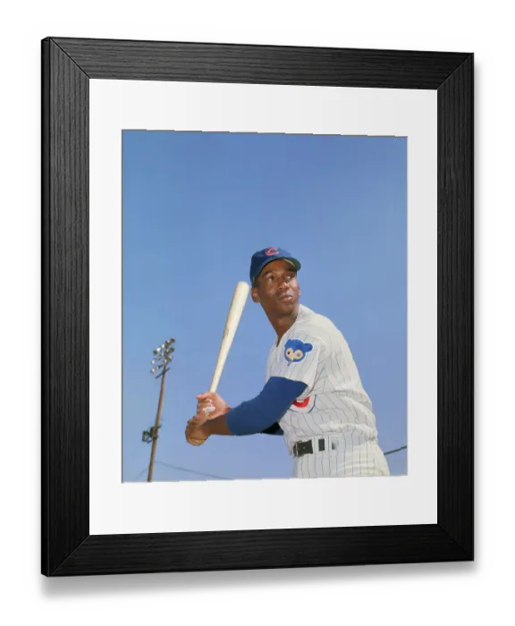 Framed Print : Ernie Banks Holding a Baseball Bat Framed Print : Ernie Banks Holding a Baseball Bat