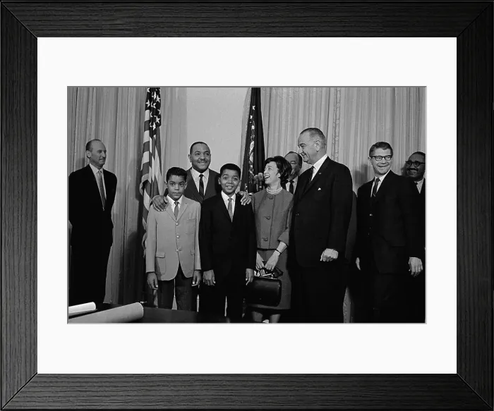 Framed Print : Carl T. Rowan and Family with President Johnson Framed Print : Carl T. Rowan and Family with President Johnson